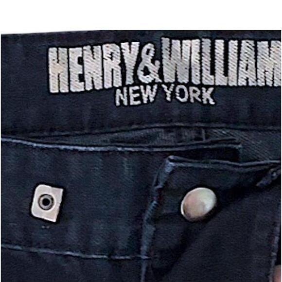 Henry & William New York Mens Black Slim Fit Zipper Ankle Thigh Modern Edgy - Picture 4 of 5